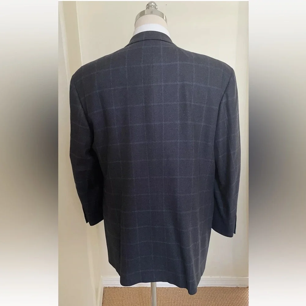 Samuelsohn x Loro Piana Wool & Cashmere Vintage Windowpane Check Jacket 47‎ L
